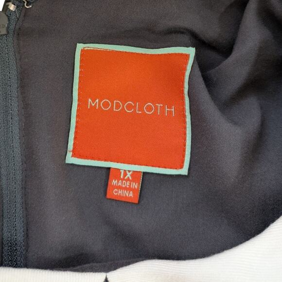 ModCloth Carnival Babydoll Skater Dress 1X Peter Pan Collar Food Print Retro - Picture 7 of 9